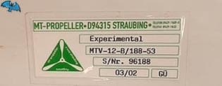 1 x MTV-12-B (Experimental with Scimitar blades) S/N 96188, 1996, back & front plate, no
